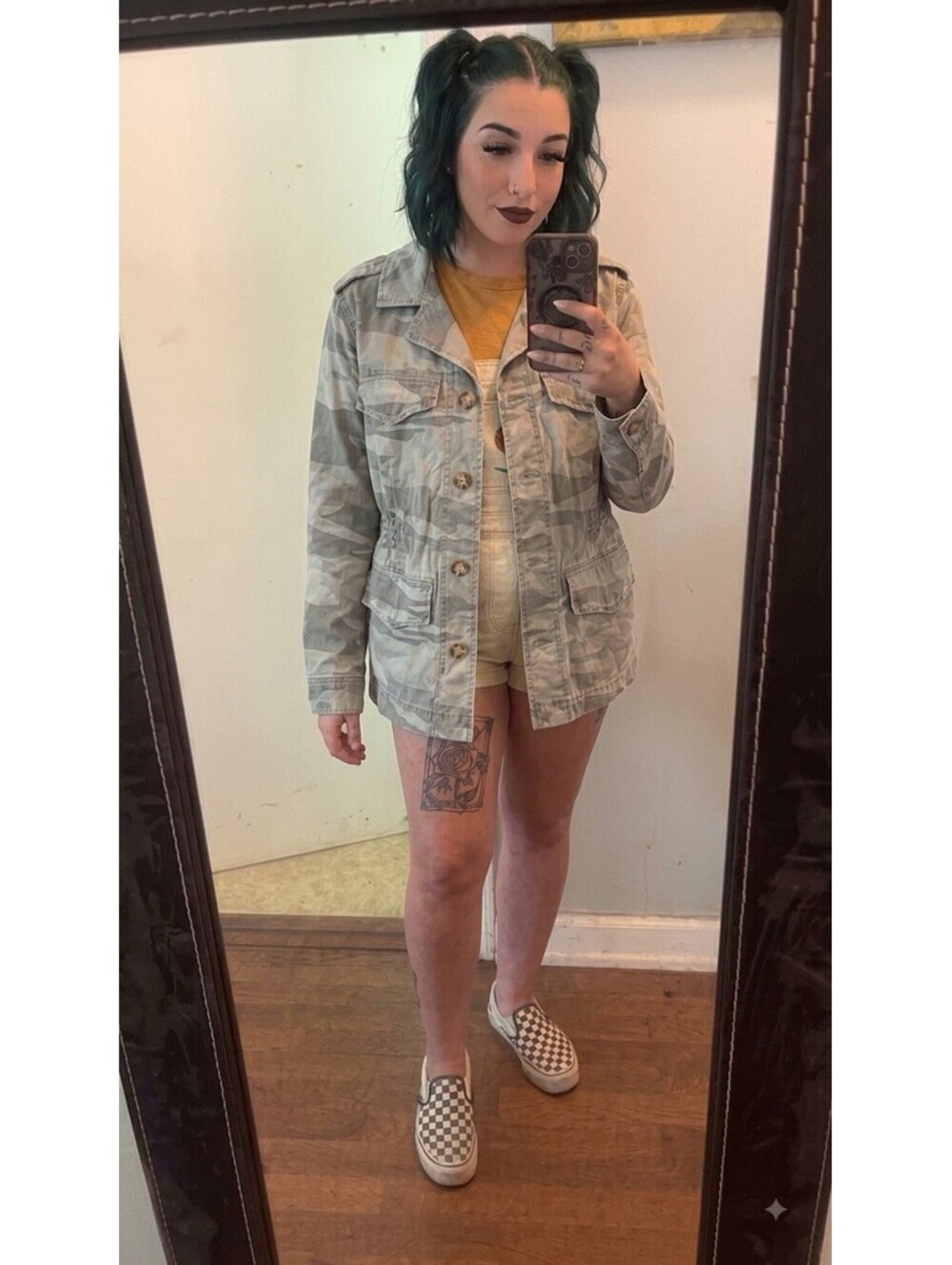 Abercrombie Fitch Jacket Women Small Grey Camo Army Safari Coat Utility Outdoors